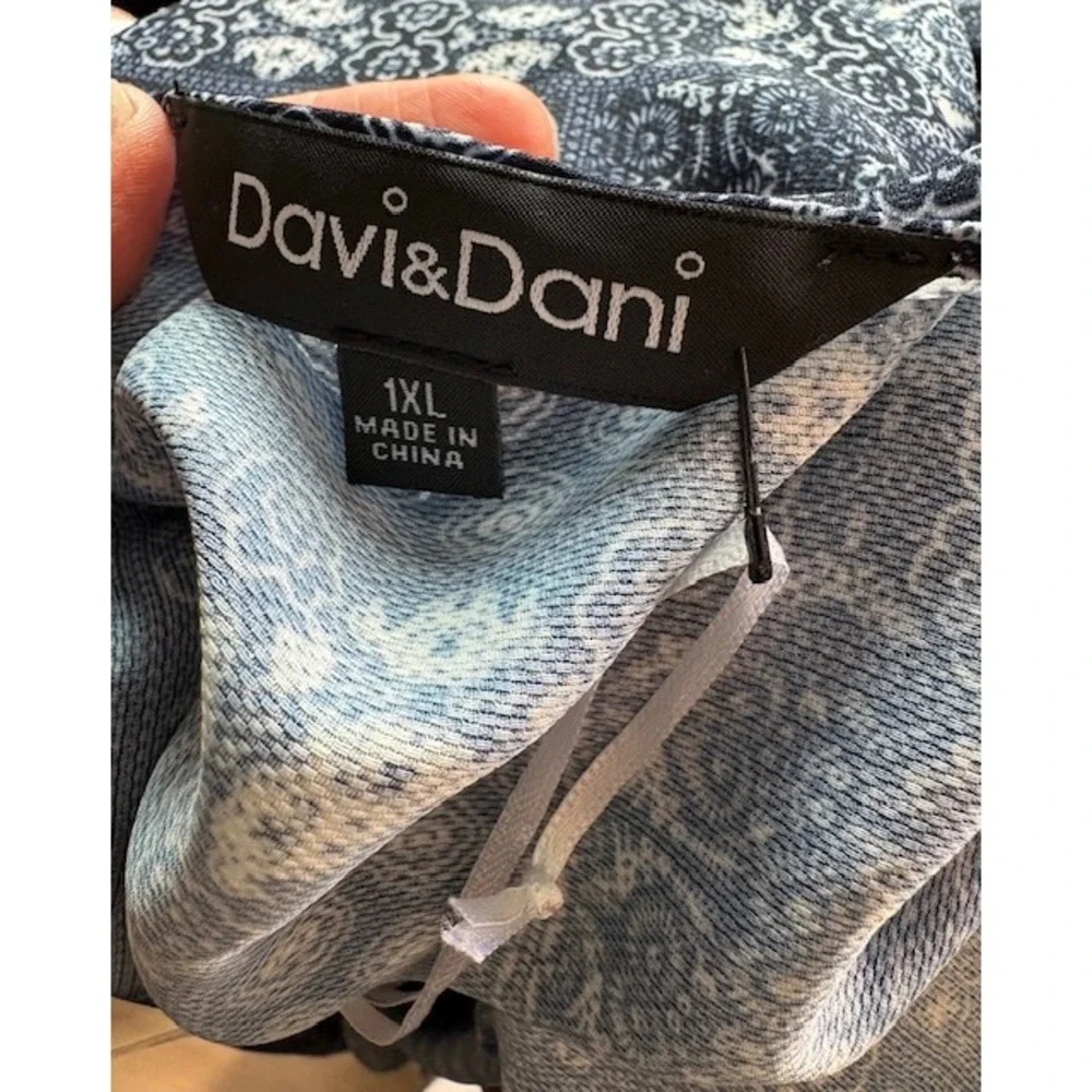 Davi & Dani Navy Blue‎ Patchwork Paisley Tassel Kimono Cardigan 1XL